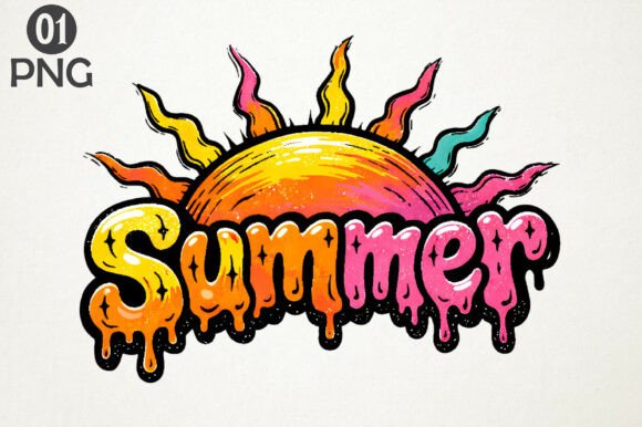Capture the Vibe: Drippy Summer Sun Graphic T-Shirt Design