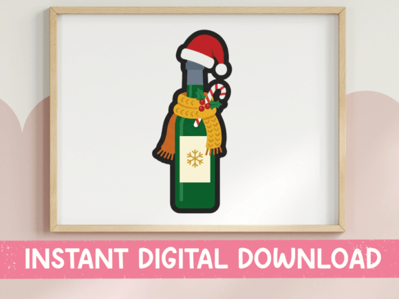 Christmas Wine Bottle Festive Sticker for Holiday Designs