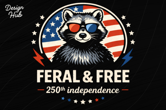 Feral and Free PNG Patriotic Raccoon: A Design with Bite