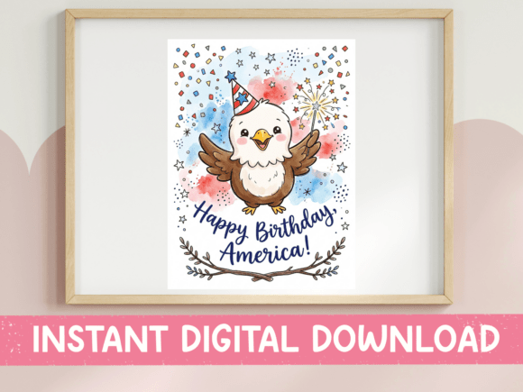 Happy Birthday America Eagle Vertical: A Festive Design Asset