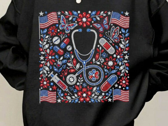 Medical Stethoscope Floral Rhinestone Tshirt: A Design That Tells a Story