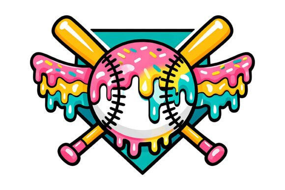 Melting Ice Cream Baseball Graphic: A Sweet Design Asset