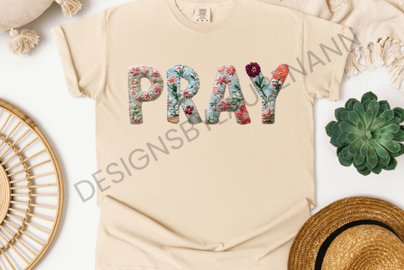 Pray Patchwork Bright Christian Graphic: A Vibrant Design Asset
