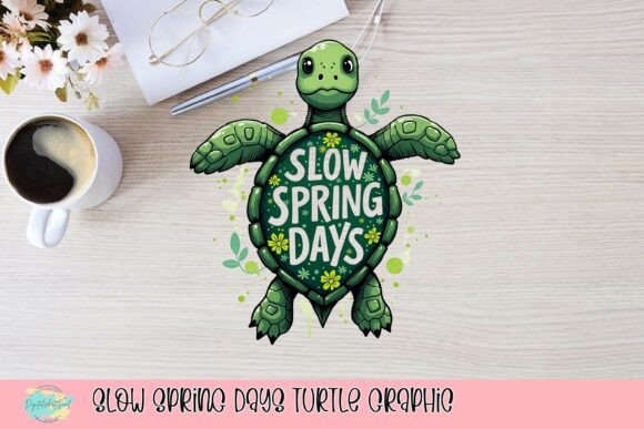 Slow Spring Days Turtle Graphic: A Designer's Whimsical Asset