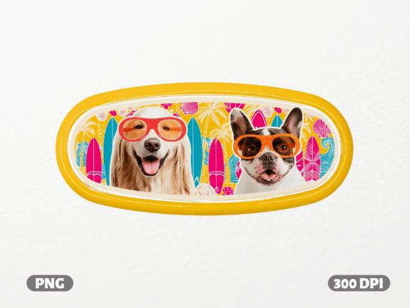 Summer Surf Dog Squad: A Vibrant PNG for Creative Projects