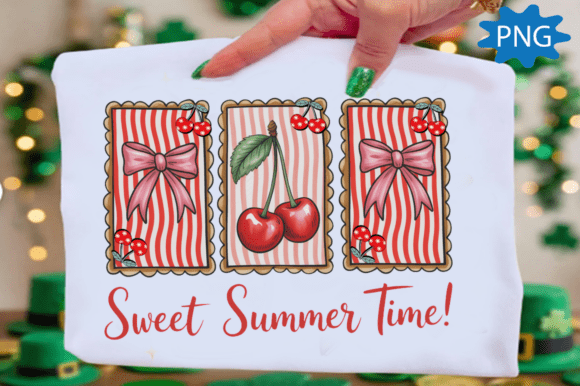Sweet Summer Time Cherry Striped PNG: Your Next Design Asset