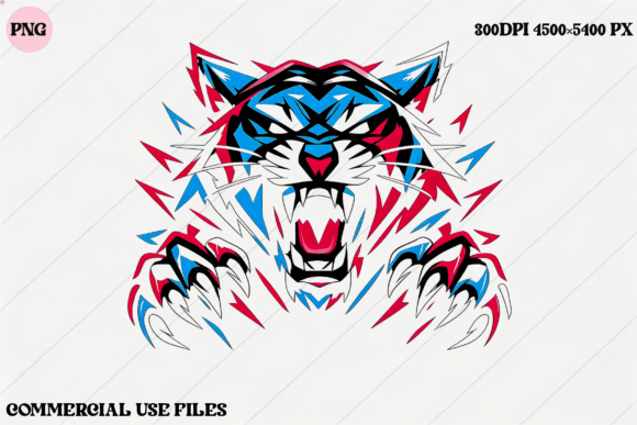 Unleash Power: Aggressive Tiger Head Graphic Design