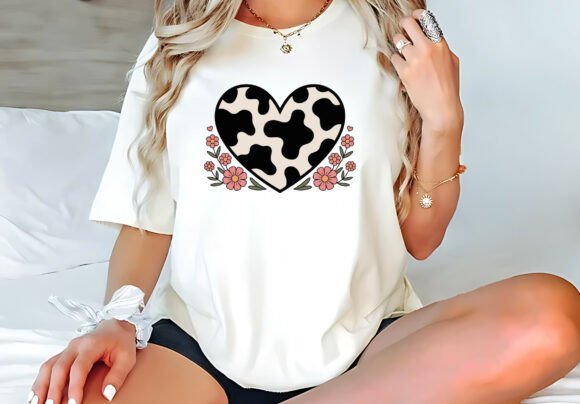 Unleash Your Brand's Quirky Side with Cow Heart Pattern Funny Graphic T Shirt