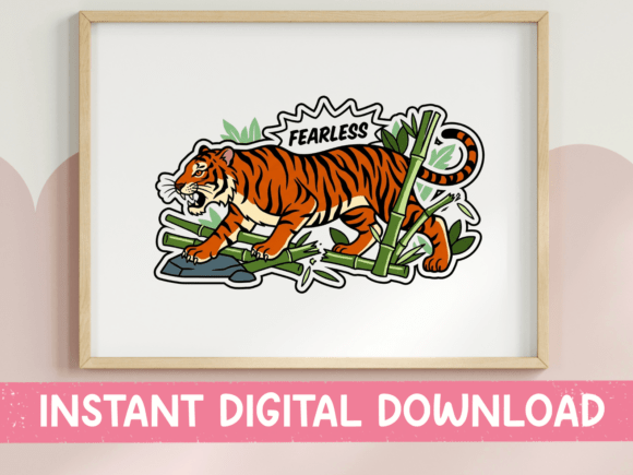 Unleashing the Fearless Tiger: A Sticker Design for Bold Brands