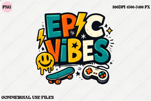 Unlock Nostalgia: The Epic Vibes Retro Graphic Design PNG